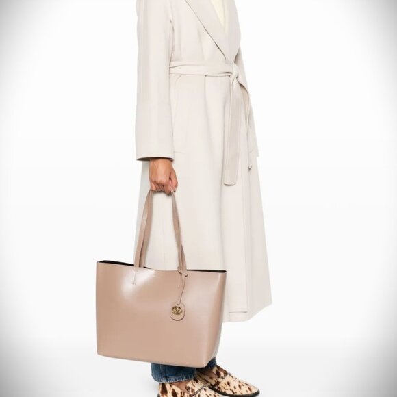 KURT GEIGER Chelsea Genuine Taupe Color Leather Shopper Bag with Pouch - Picture 4 of 10